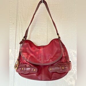 Red Leather Shoulder Bag Chaps